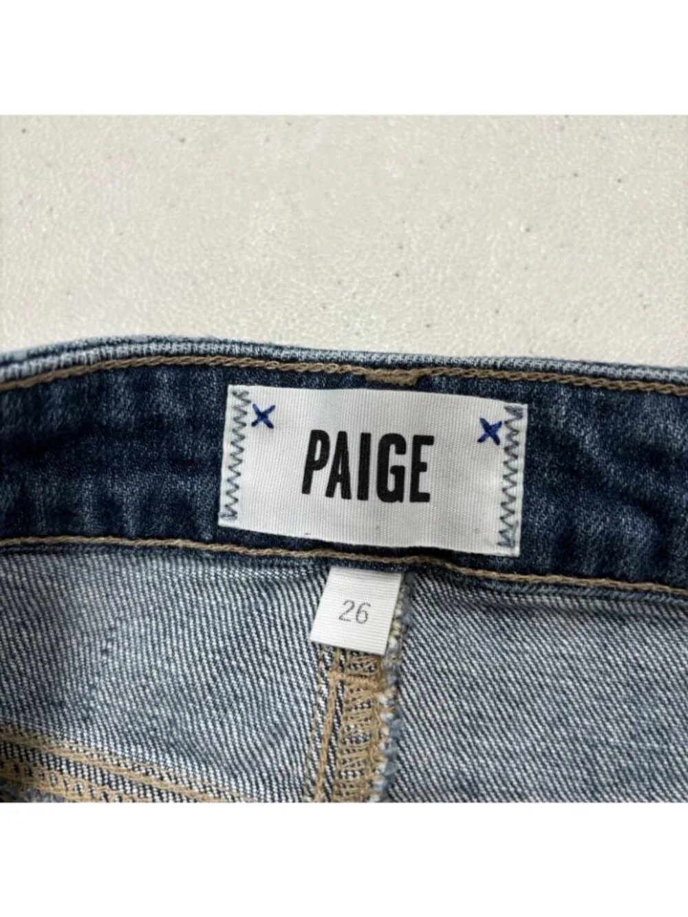 Paige Denim  Margot Short Dark Wash High Waisted Orna Destructed Size 26